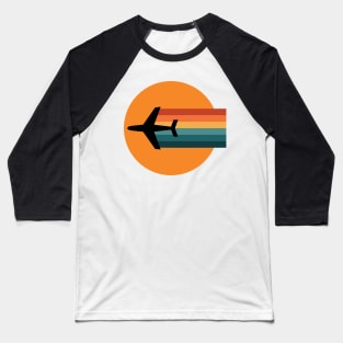 Airplane Rainbow Flight (Retro Color) Baseball T-Shirt